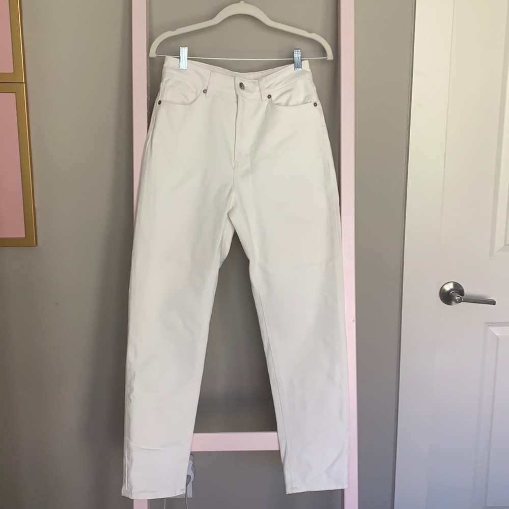 Off white straight leg jeans